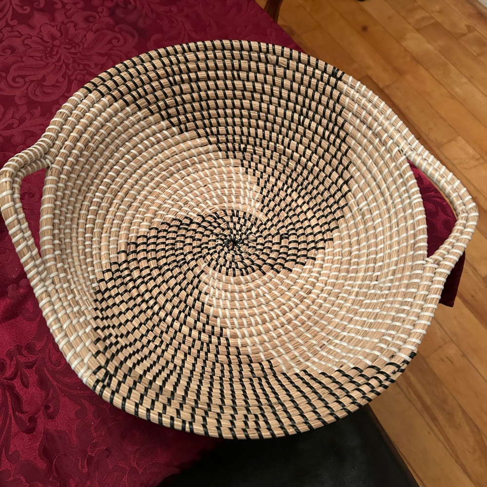 Handled boho style Coil basket Wall decor Storage